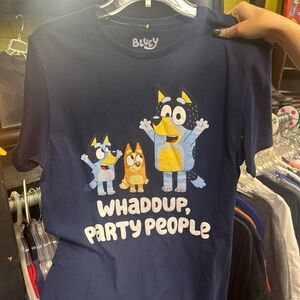 Bluey Kids' Navy Short Sleeve Tee - Whaddup Party People